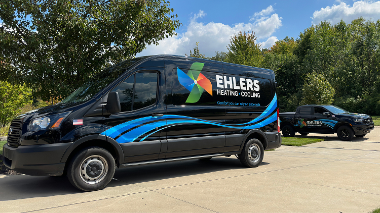 Ehlers Heating & Cooling service van and technician